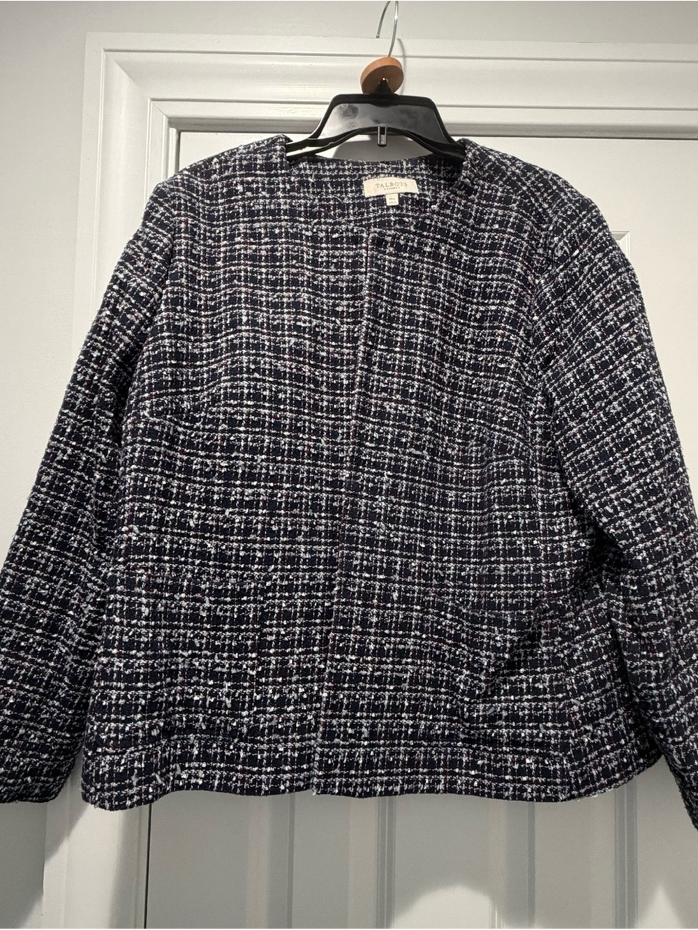 Talbots Navy and White Tweed Blazer